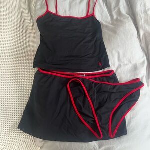Ralph Lauren Black and Red Swim 3 piece set